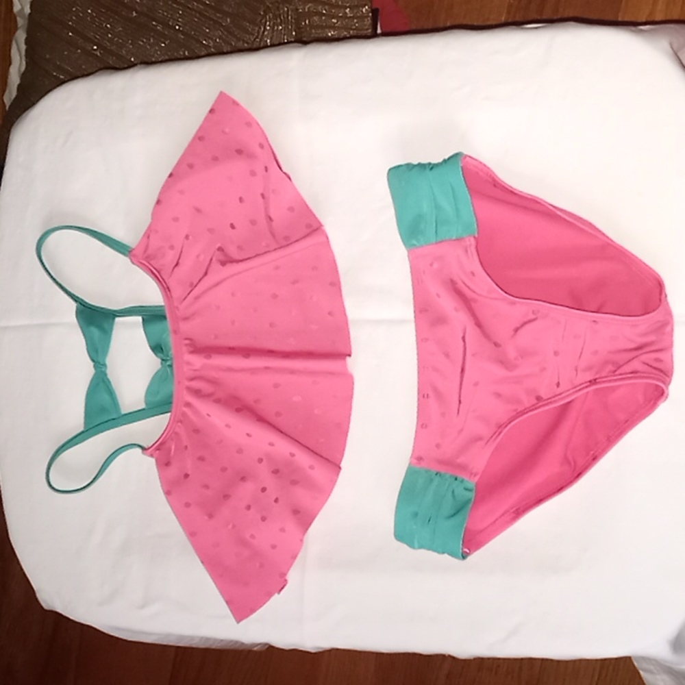 Cat and Jack Two Piece Watermelon Fruit Swim Suit Bathing Suit Size M 7/8